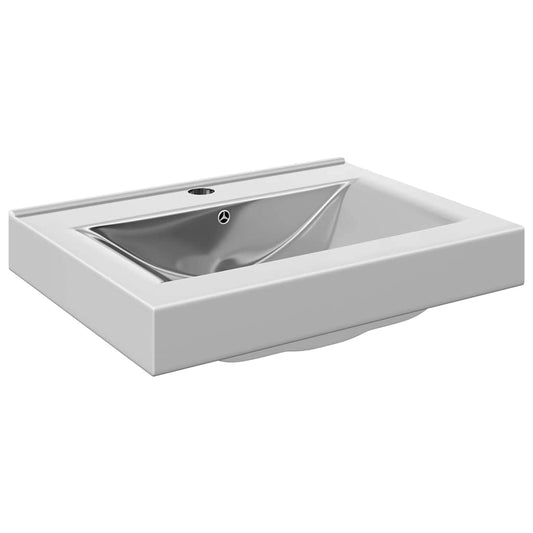 vidaXL Wash Basin with Overflow 60x46x16 cm Ceramic Silver