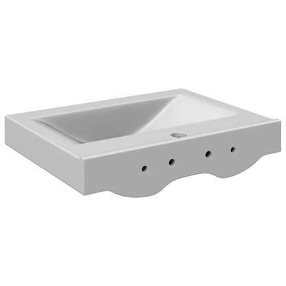 vidaXL Wash Basin with Overflow 60x46x16 cm Ceramic Silver