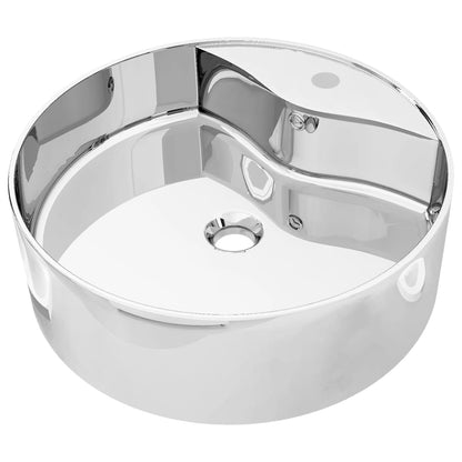 vidaXL Wash Basin with Overflow 46.5x15.5 cm Ceramic Silver