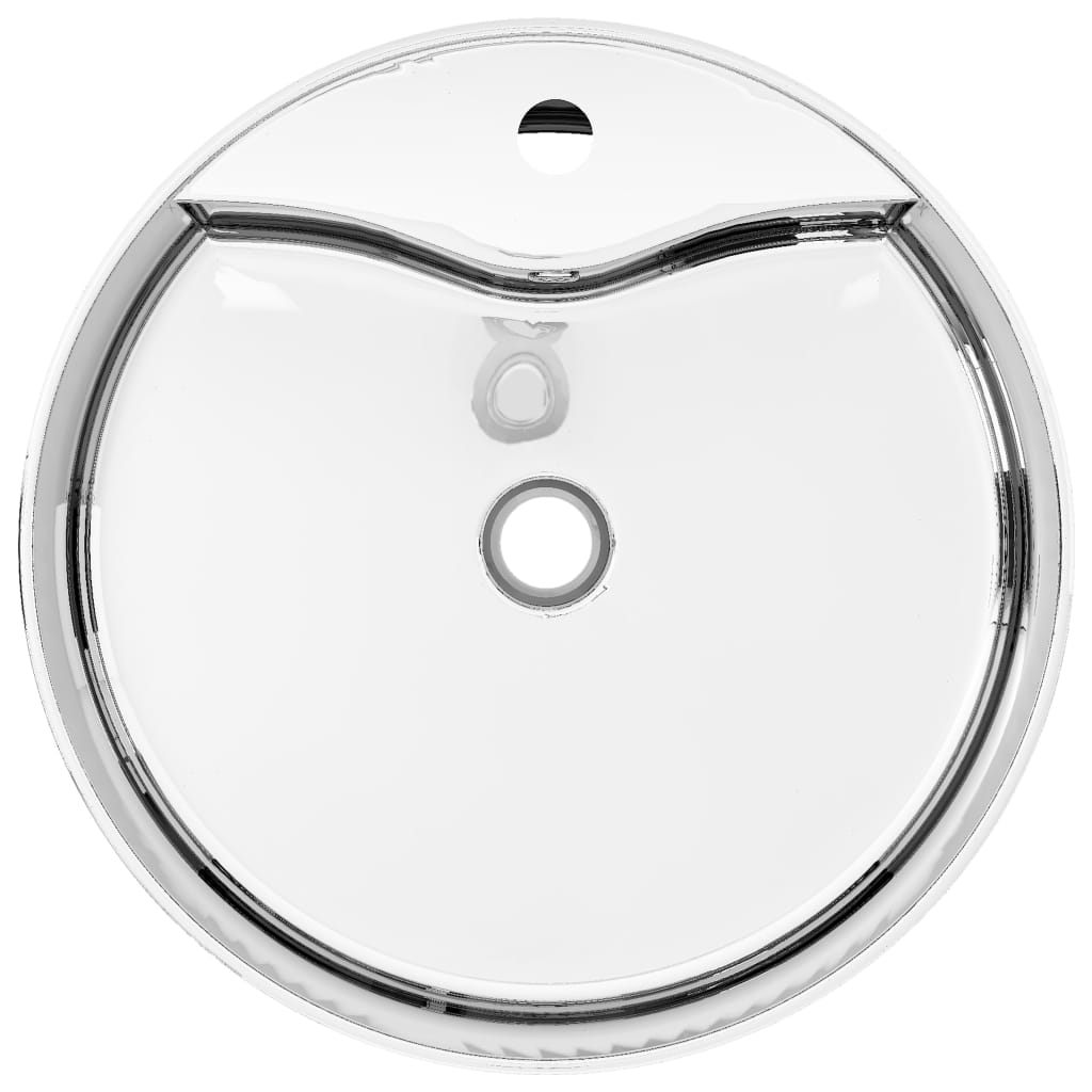 vidaXL Wash Basin with Overflow 46.5x15.5 cm Ceramic Silver