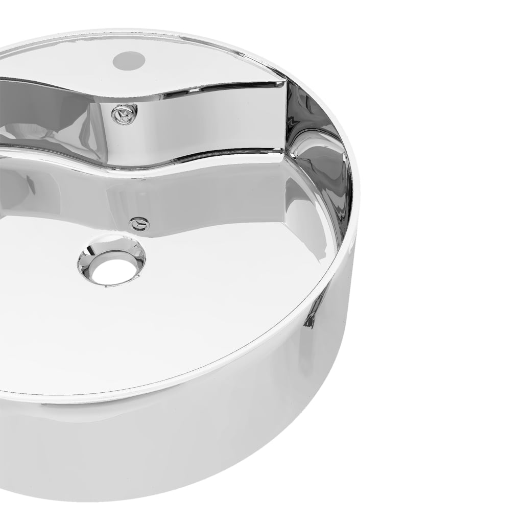 vidaXL Wash Basin with Overflow 46.5x15.5 cm Ceramic Silver