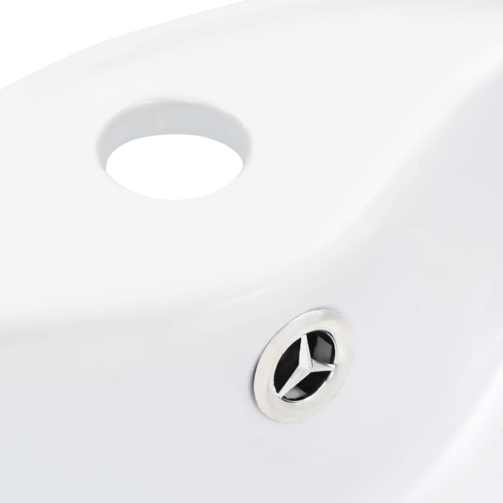 vidaXL Wash Basin with Overflow 36x13 cm Ceramic White
