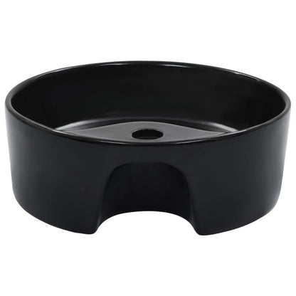 vidaXL Wash Basin with Overflow 36x13 cm Ceramic Black