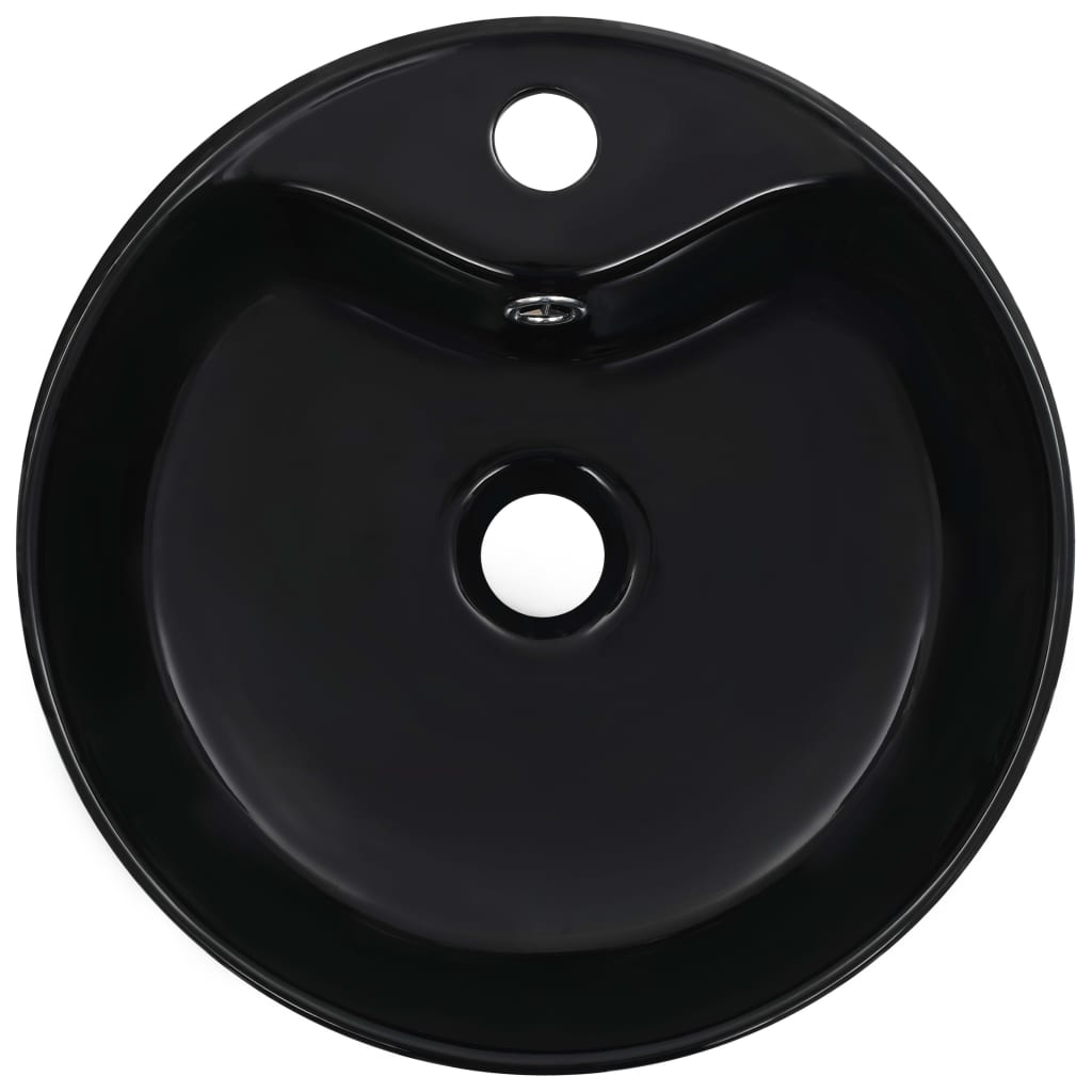 vidaXL Wash Basin with Overflow 36x13 cm Ceramic Black