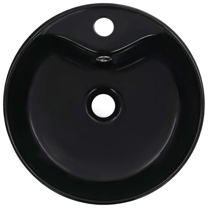 vidaXL Wash Basin with Overflow 36x13 cm Ceramic Black