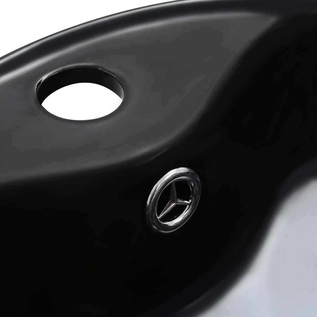 vidaXL Wash Basin with Overflow 36x13 cm Ceramic Black