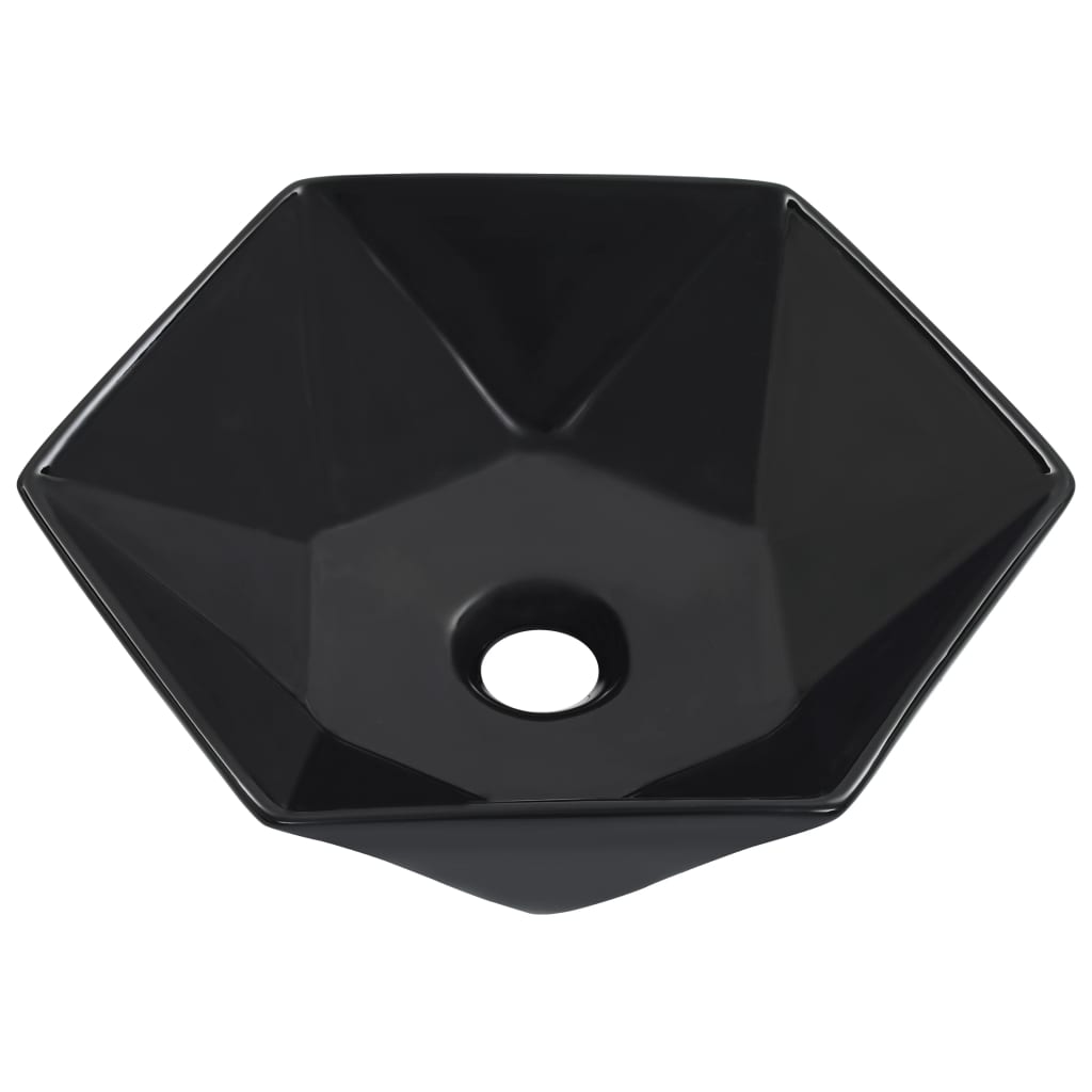 vidaXL Wash Basin 41x36.5x12 cm Ceramic Black