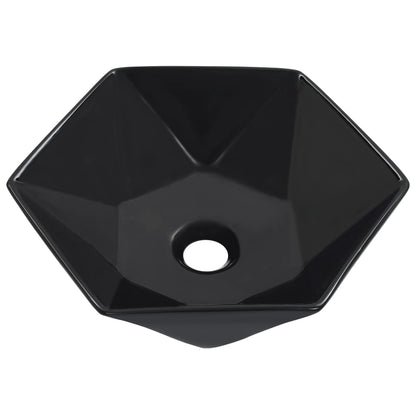 vidaXL Wash Basin 41x36.5x12 cm Ceramic Black