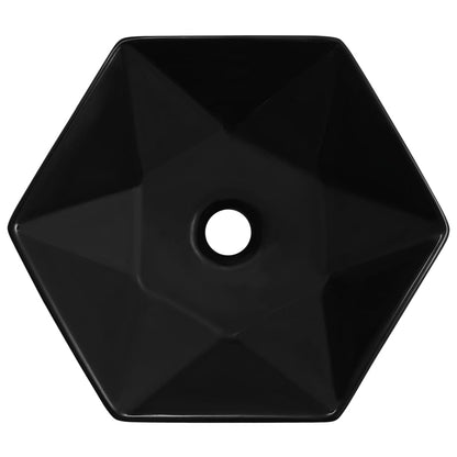 vidaXL Wash Basin 41x36.5x12 cm Ceramic Black