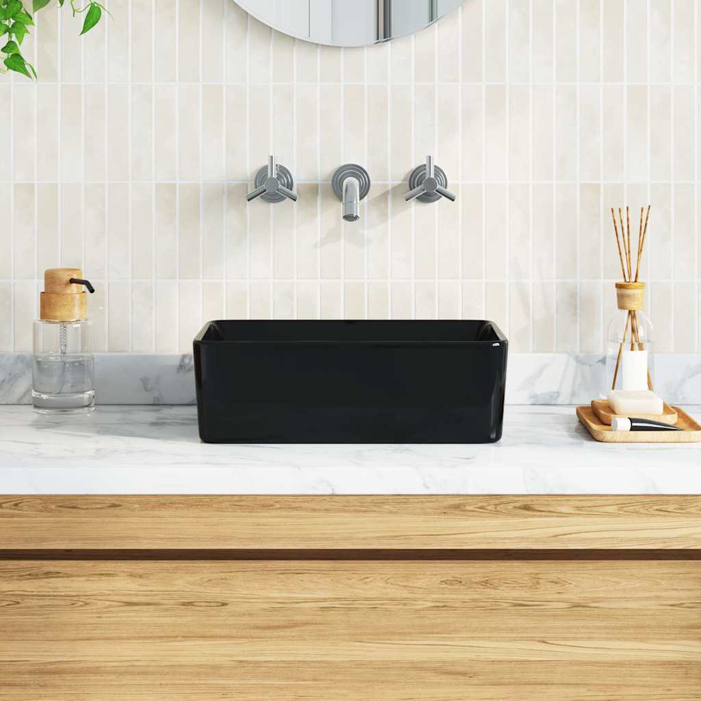 143920 vidaXL Wash Basin 40x30x13 cm Ceramic Black