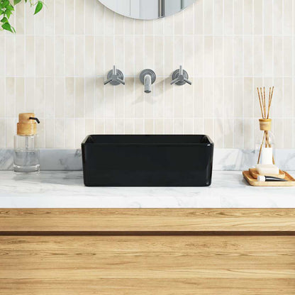 143920 vidaXL Wash Basin 40x30x13 cm Ceramic Black