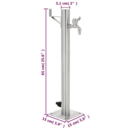vidaXL Garden Water Column Stainless Steel Round 65 cm