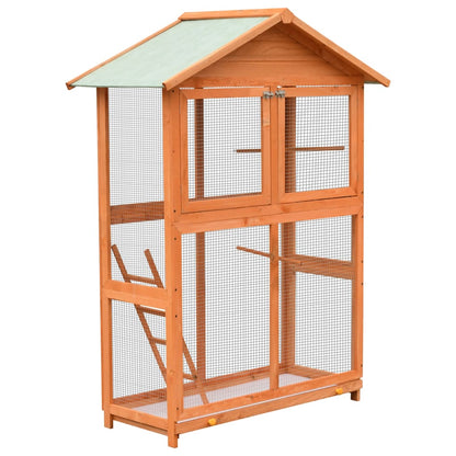 170638 vidaXL Bird Cage Solid Pine & Fir Wood 125,5x59,5x164 cm