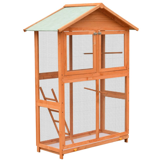 170638 vidaXL Bird Cage Solid Pine & Fir Wood 125,5x59,5x164 cm