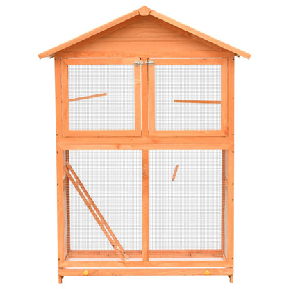 vidaXL Bird Cage Solid Pine & Fir Wood 125.5x59.5x164 cm