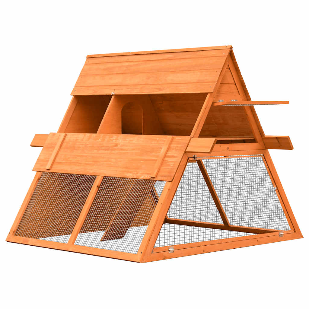 vidaXL Rabbit Hutch Solid Pine & Fir Wood 152x128x108 cm