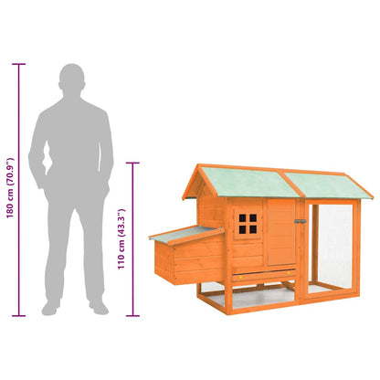 170644 vidaXL Chicken Cage Solid Pine & Fir Wood 170x81x110 cm