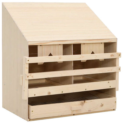 170651 vidaXL Chicken Laying Nest 2 Compartments 63x40x65 cm Solid Pine Wood