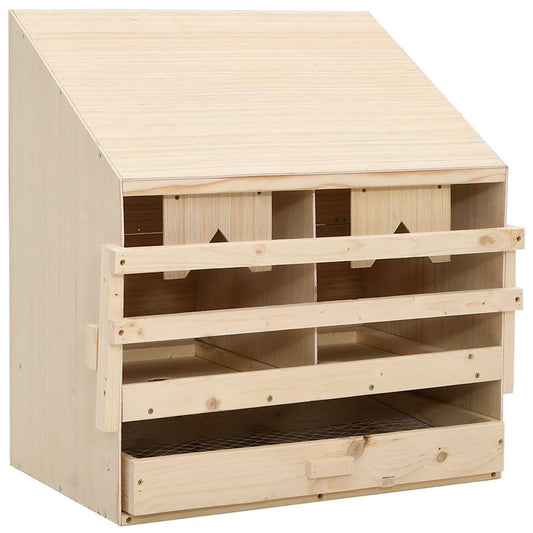 170651 vidaXL Chicken Laying Nest 2 Compartments 63x40x65 cm Solid Pine Wood