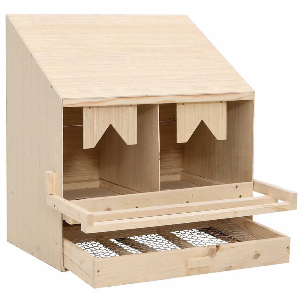 170651 vidaXL Chicken Laying Nest 2 Compartments 63x40x65 cm Solid Pine Wood