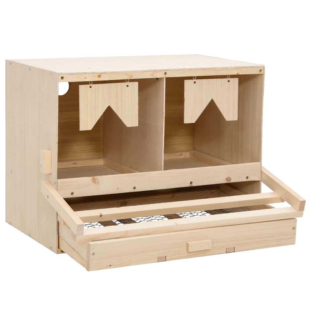 vidaXL Chicken Laying Nest 2 Compartments 63x40x45 cm Solid Pine Wood
