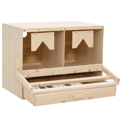 vidaXL Chicken Laying Nest 2 Compartments 63x40x45 cm Solid Pine Wood