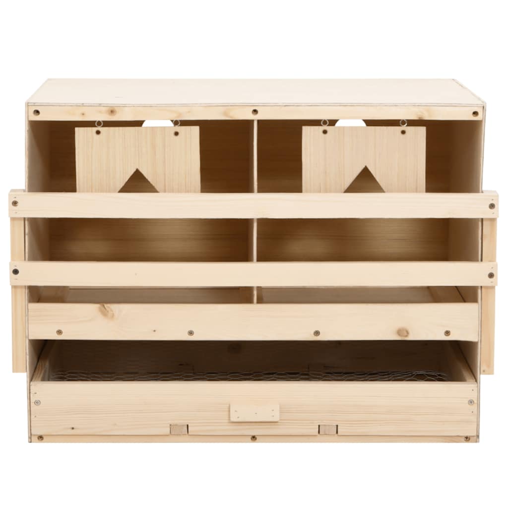 170652 vidaXL Chicken Laying Nest 2 Compartments 63x40x45 cm Solid Pine Wood