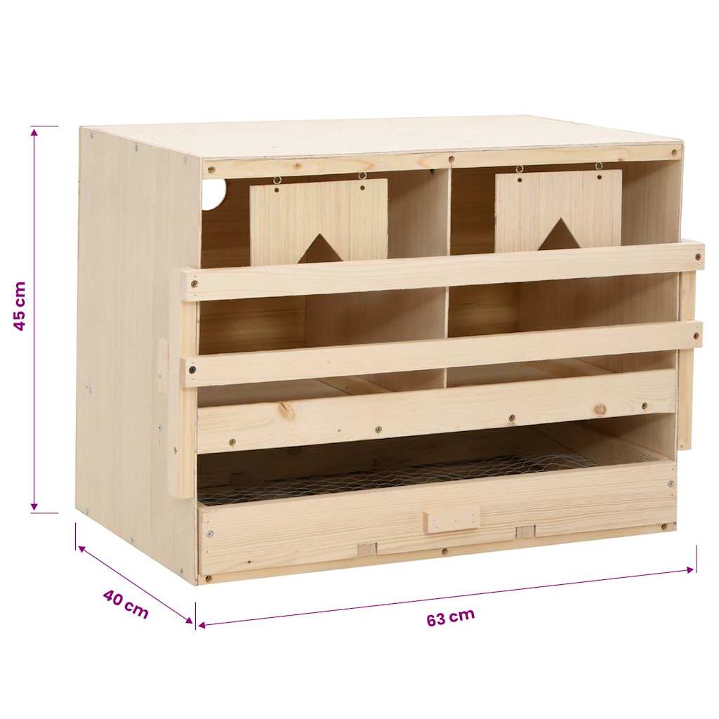 vidaXL Chicken Laying Nest 2 Compartments 63x40x45 cm Solid Pine Wood