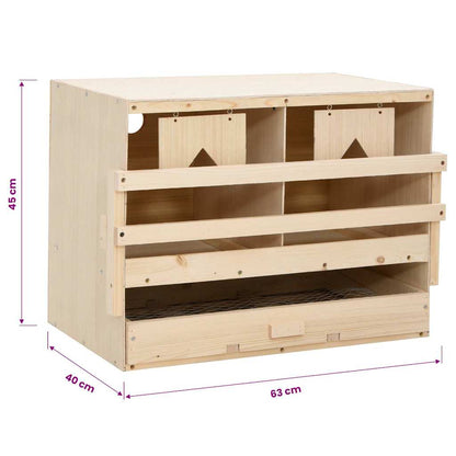 vidaXL Chicken Laying Nest 2 Compartments 63x40x45 cm Solid Pine Wood