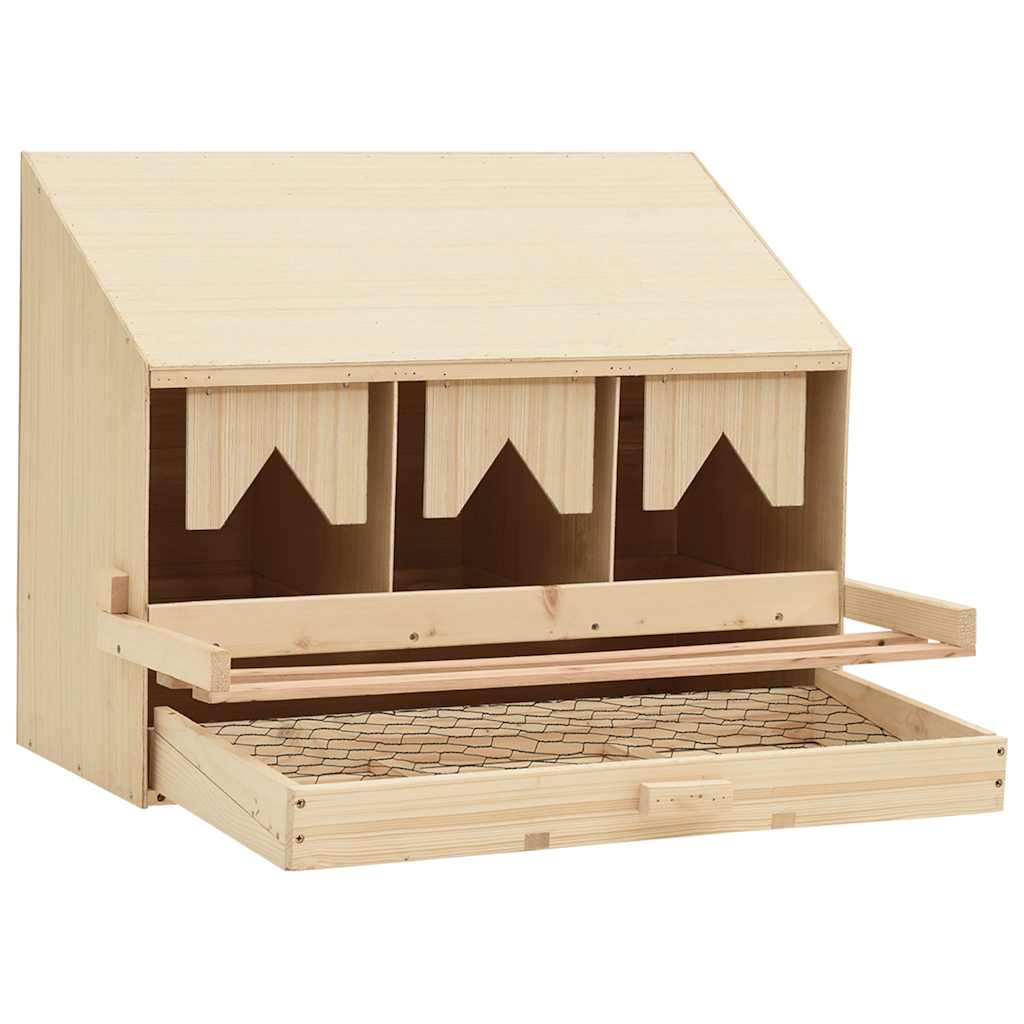 vidaXL Chicken Laying Nest 3 Compartments 72x33x54 cm Solid Pine Wood