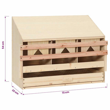 vidaXL Chicken Laying Nest 3 Compartments 72x33x54 cm Solid Pine Wood