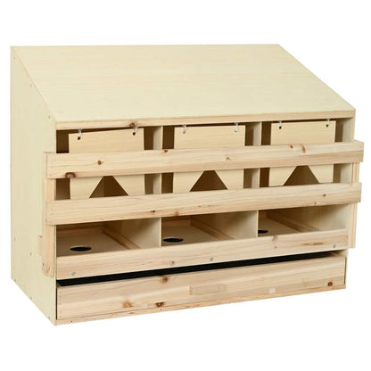 170655 vidaXL Chicken Laying Nest 3 Compartments 93x40x65 cm Solid Pine Wood