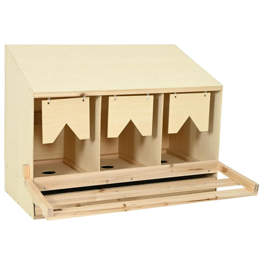 vidaXL Chicken Laying Nest 3 Compartments 93x40x65 cm Solid Pine Wood
