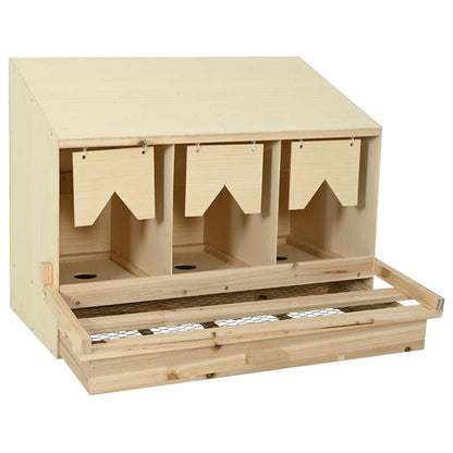 vidaXL Chicken Laying Nest 3 Compartments 93x40x65 cm Solid Pine Wood