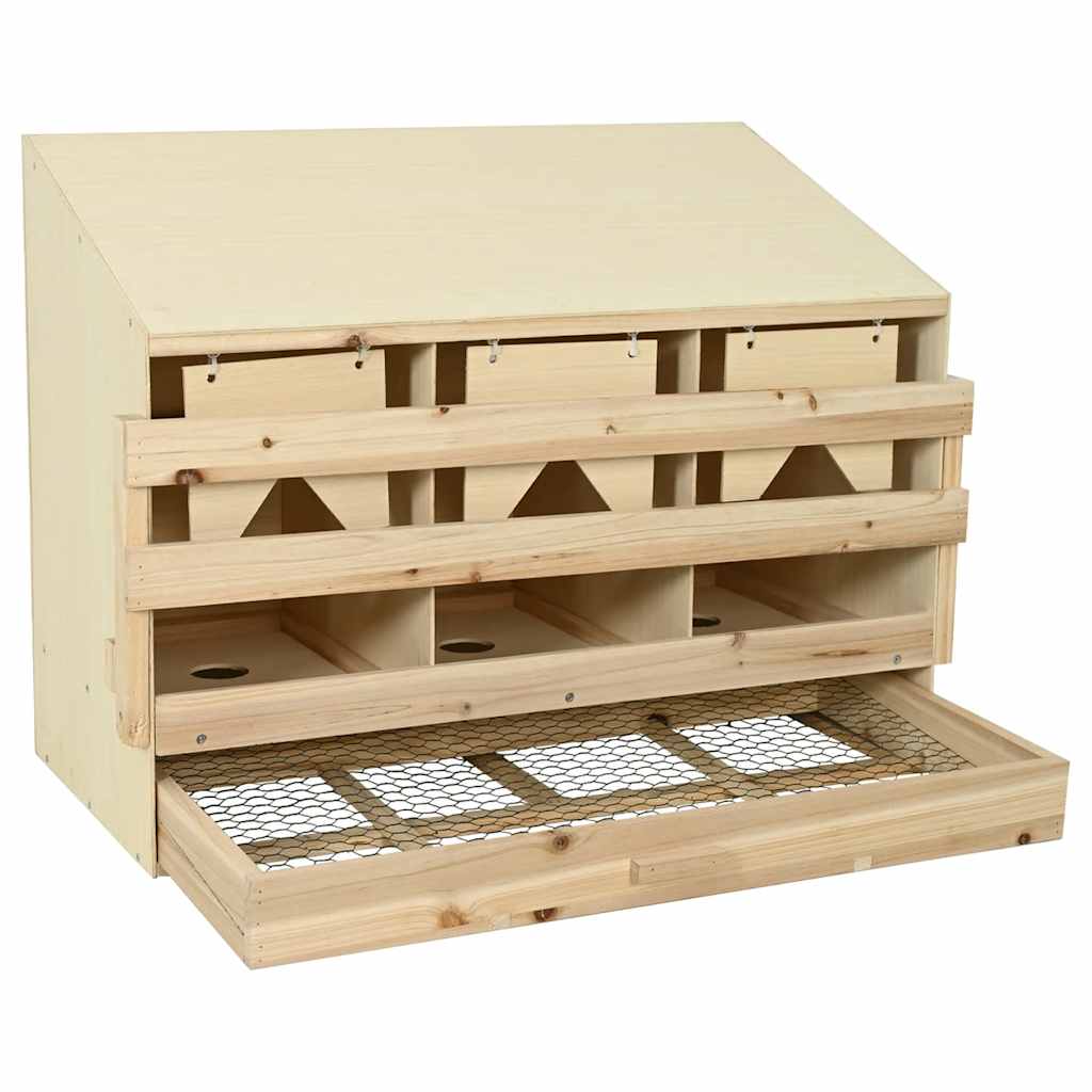 vidaXL Chicken Laying Nest 3 Compartments 93x40x65 cm Solid Pine Wood