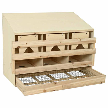 vidaXL Chicken Laying Nest 3 Compartments 93x40x65 cm Solid Pine Wood