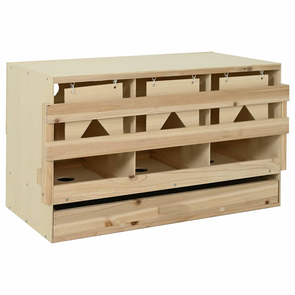 170656 vidaXL Chicken Laying Nest 3 Compartments 96x40x45 cm Solid Pine Wood