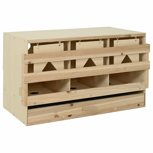 170656 vidaXL Chicken Laying Nest 3 Compartments 96x40x45 cm Solid Pine Wood