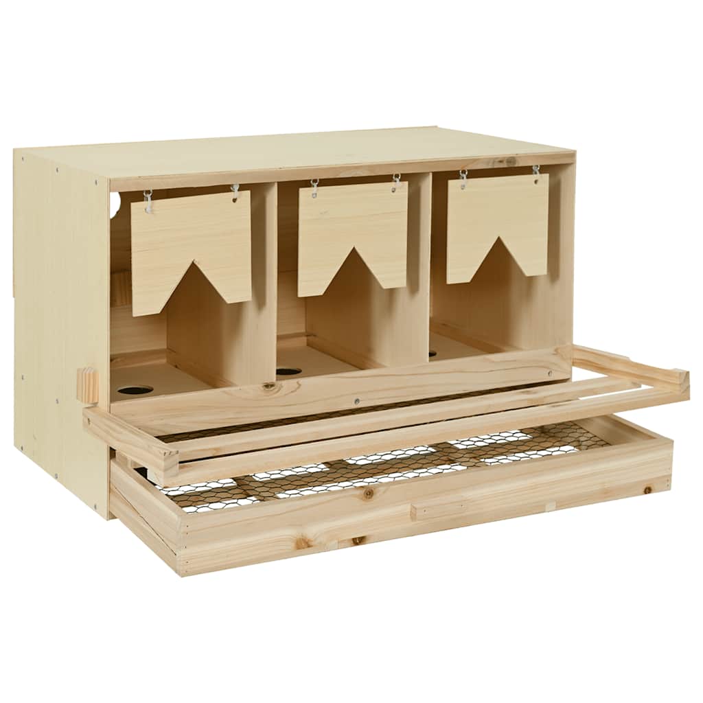 170656 vidaXL Chicken Laying Nest 3 Compartments 96x40x45 cm Solid Pine Wood