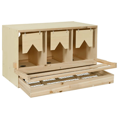 170656 vidaXL Chicken Laying Nest 3 Compartments 96x40x45 cm Solid Pine Wood