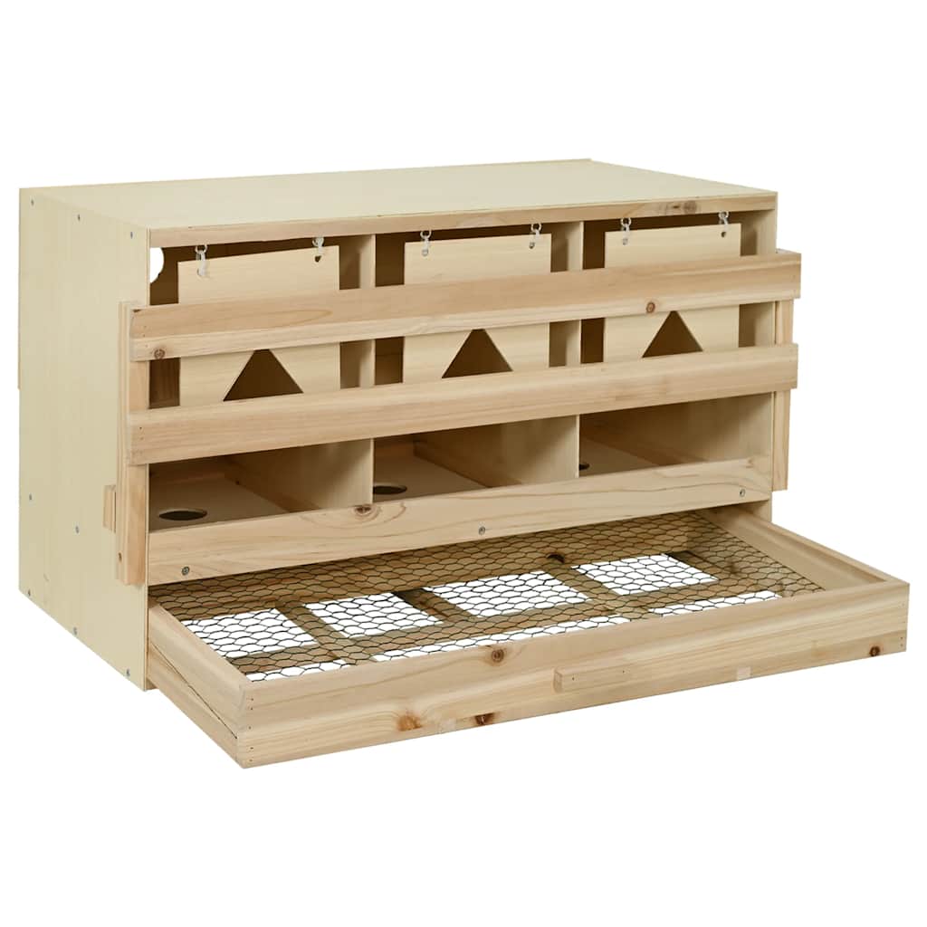 170656 vidaXL Chicken Laying Nest 3 Compartments 96x40x45 cm Solid Pine Wood