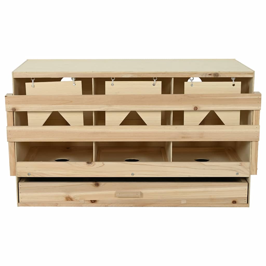 170656 vidaXL Chicken Laying Nest 3 Compartments 96x40x45 cm Solid Pine Wood