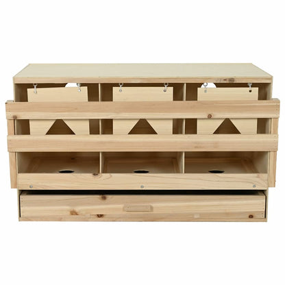 170656 vidaXL Chicken Laying Nest 3 Compartments 96x40x45 cm Solid Pine Wood