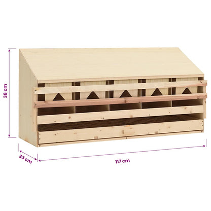 vidaXL Chicken Laying Nest 5 Compartments 117x33x38 cm Solid Pine Wood