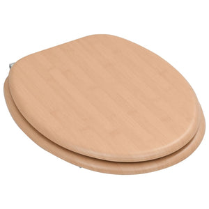 vidaXL WC Toilet Seat with Lid MDF Bamboo Design