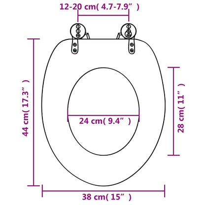 vidaXL WC Toilet Seat with Soft Close Lid MDF Stones Design