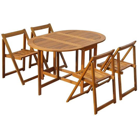 45594 vidaXL 5 Piece Folding Outdoor Dining Set Solid Acacia Wood