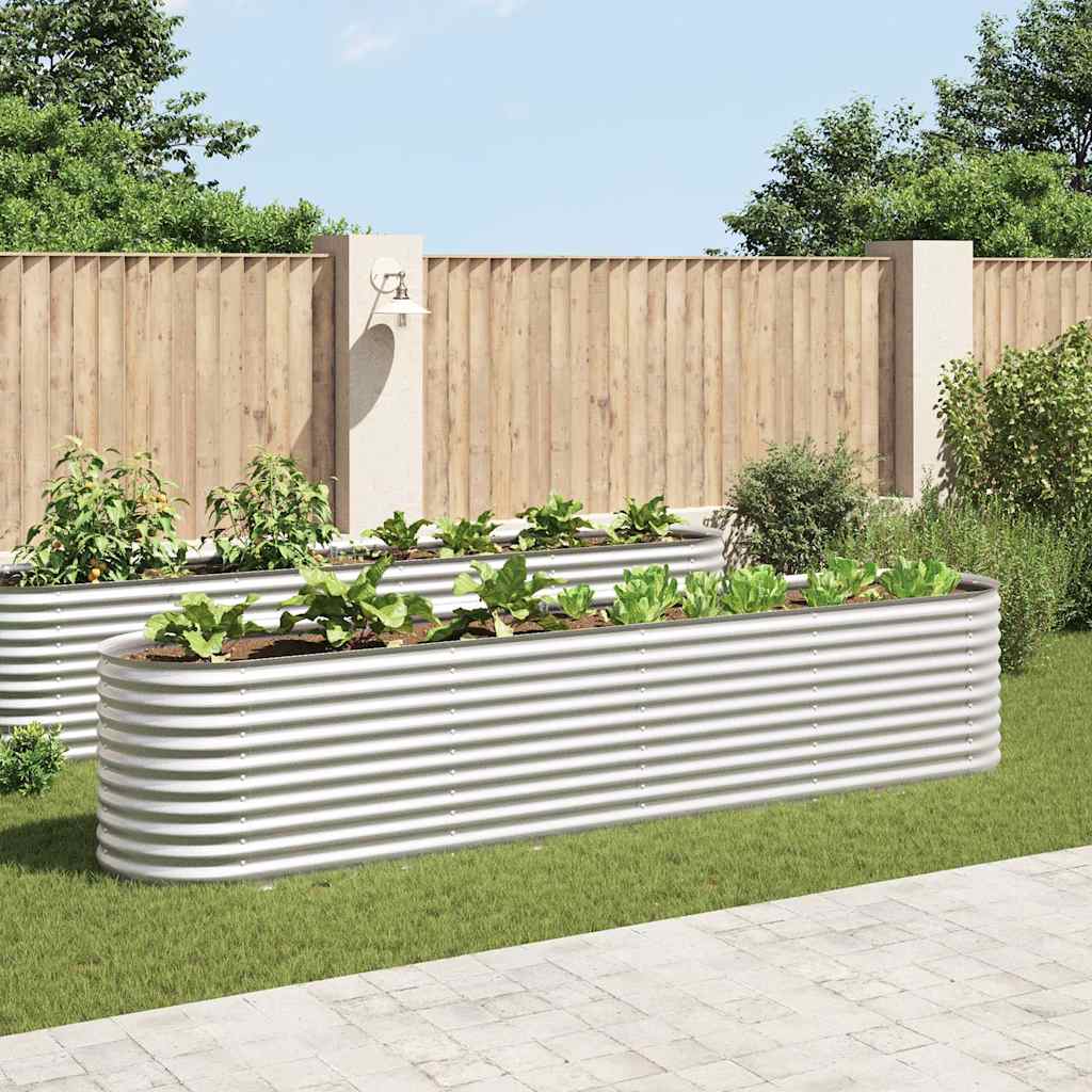 vidaXL Garden Raised Bed 400x80x81 cm Galvanised Steel Silver