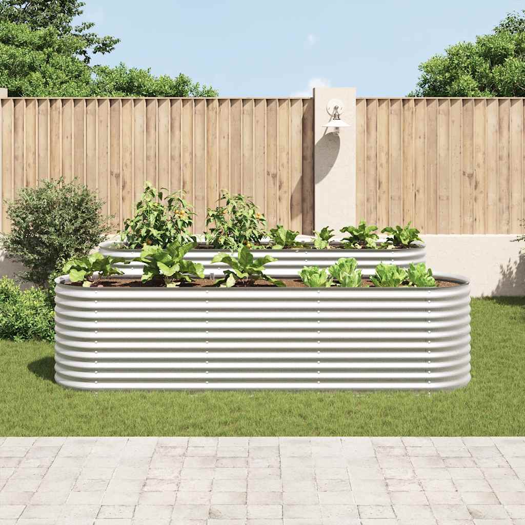 vidaXL Garden Raised Bed | Silver | Galvanised Steel | 320 x 80 x 81 cm