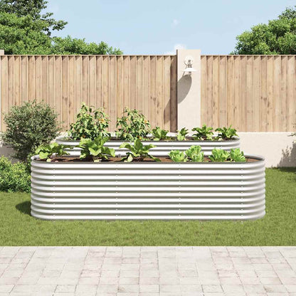 vidaXL Garden Raised Bed | Silver | Galvanised Steel | 320 x 80 x 81 cm
